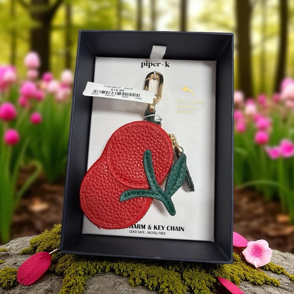 Piper K Cherry/Tomato Key Chain/Bag Charm/Coin Purse